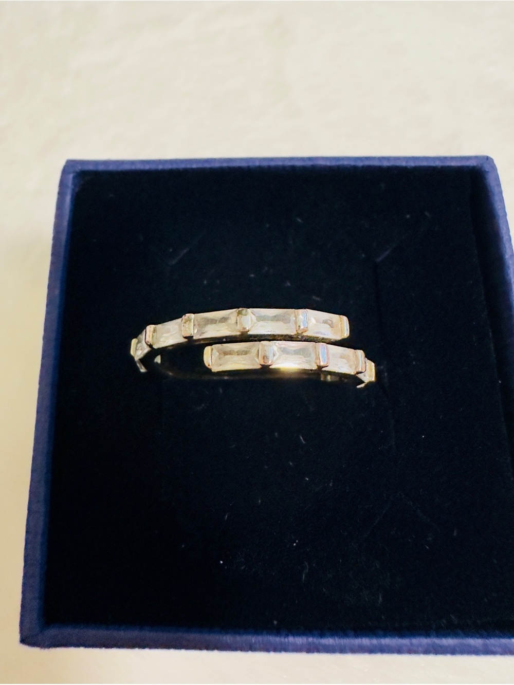 Silver Tone Geometric Hinged Bangle Ring - Women Jewelry - Size 8
